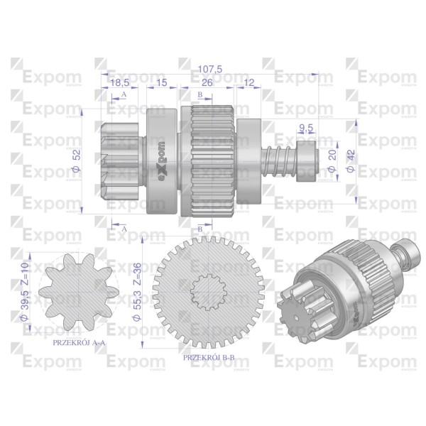 Zespół sprzęgający rozrusznika JOHN DEERE 7153360EX | Exvi