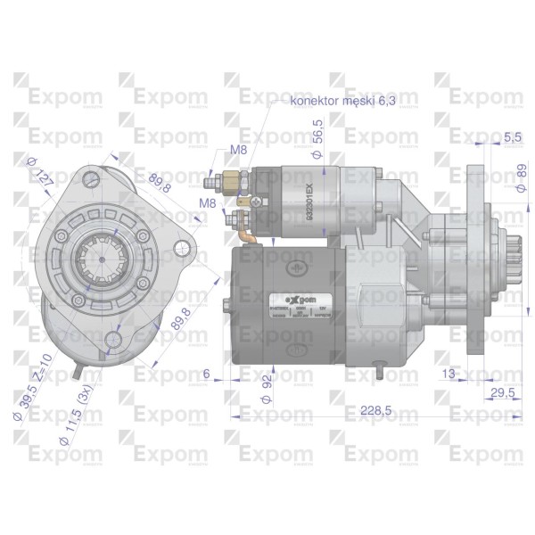 Rozrusznik z reduktorem typu Magneton Case 9142720EX | Exvi