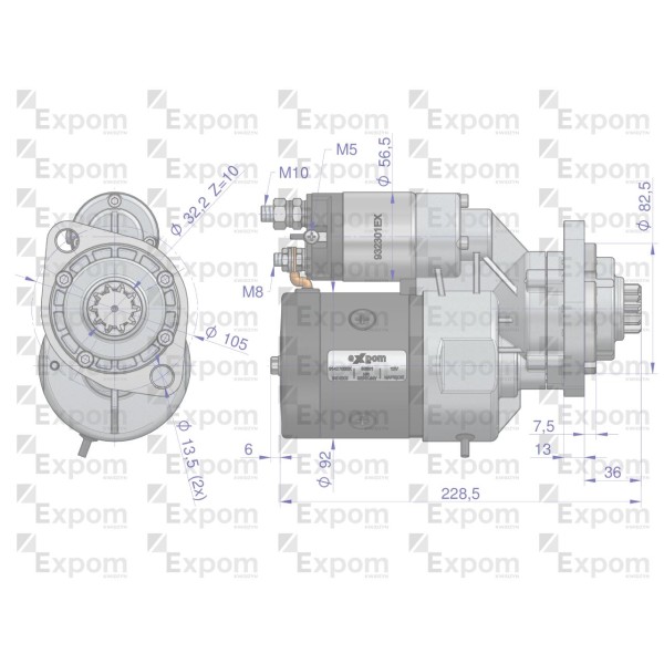 Rozrusznik z reduktorem typu Magneton John 9142700EX | Exvi