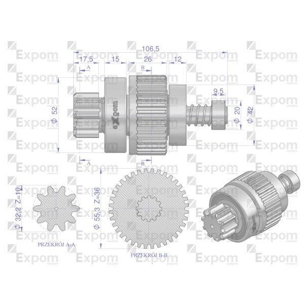 Zespół sprzęgający rozrusznika JOHN DEERE 7151530EX | Exvi