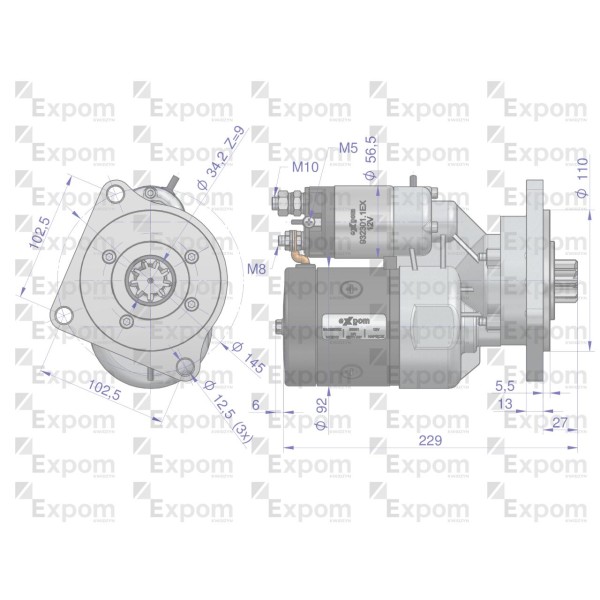 Rozrusznik z reduktorem typu Magneton Fiat 9142680EX | Exvi