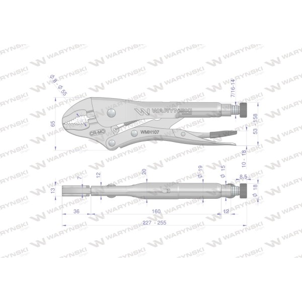 Szczypce zaciskowe (Morsa) ze stali CrMo 10" WMH107 | Exvi