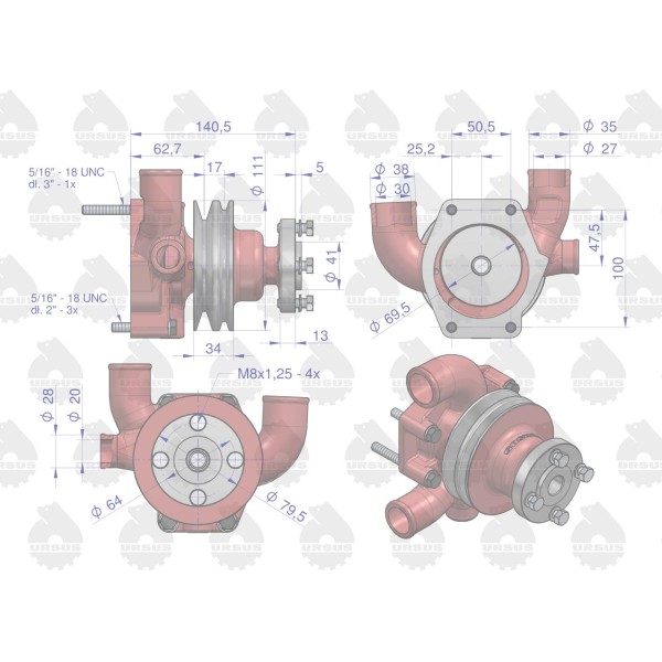Pompa wody II paski MF3 ORYGINAŁ URSUS UR530141U | Exvi
