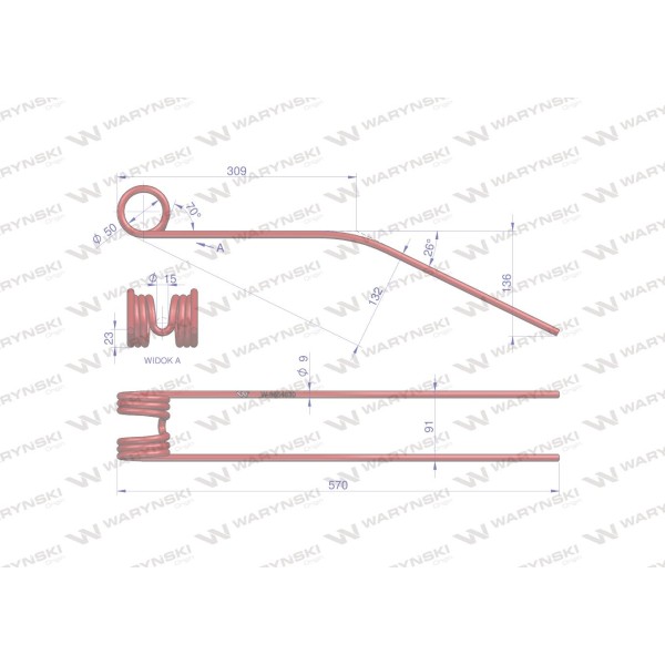 Palec zgrabiarka do Claas 9554830 Waryński | Exvi