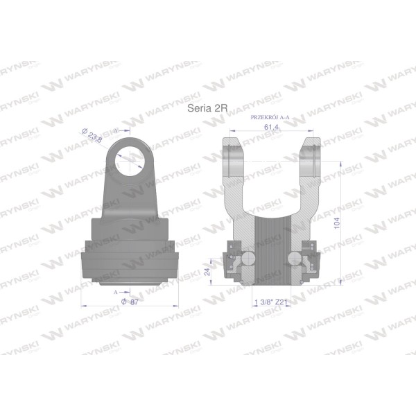 Widłak z pierścieniem 1 3/8 Z21 - 23.8X61.3 WR227202 | Exvi