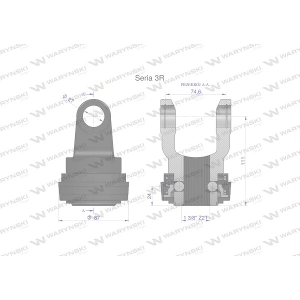 Widłak z pierścieniem 1 3/8 Z21 - 27X74.6 WR227302 | Exvi