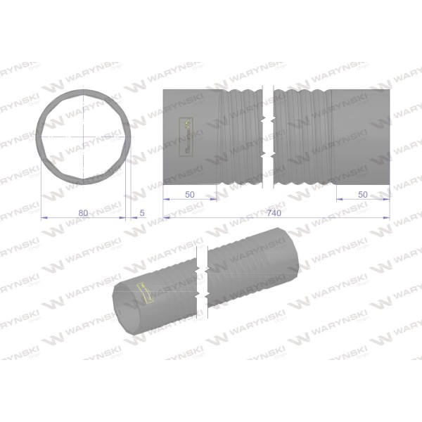 Przewód filtra powietrza Fi-80 Z-056 5040380040W | Exvi