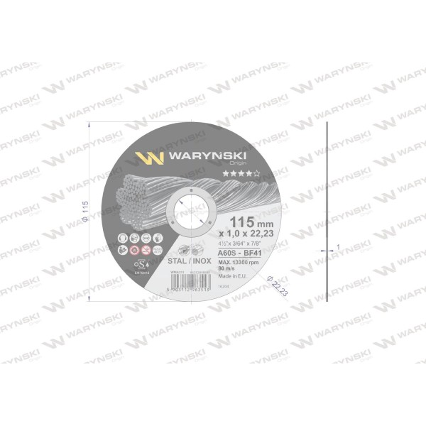 Tarcza do cięcia metalu 115 x1.0 x22.23 mm WMA311 | Exvi