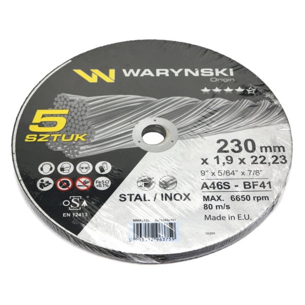 Tarcza do cięcia metalu 230 x1.9 x22.23 mm WMA315 | Exvi