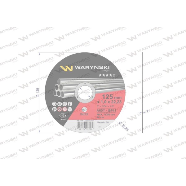 Tarcza do cięciai inoxu 125 x1.0 x22.23 mm WMA316 | Exvi