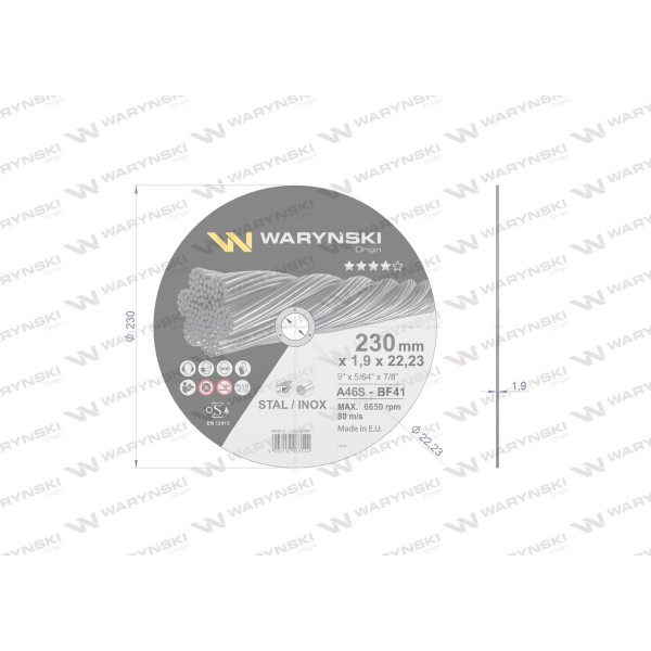 Tarcza do cięcia metalu 230 x1.9 x22.23 mm WMA315X25 | Exvi