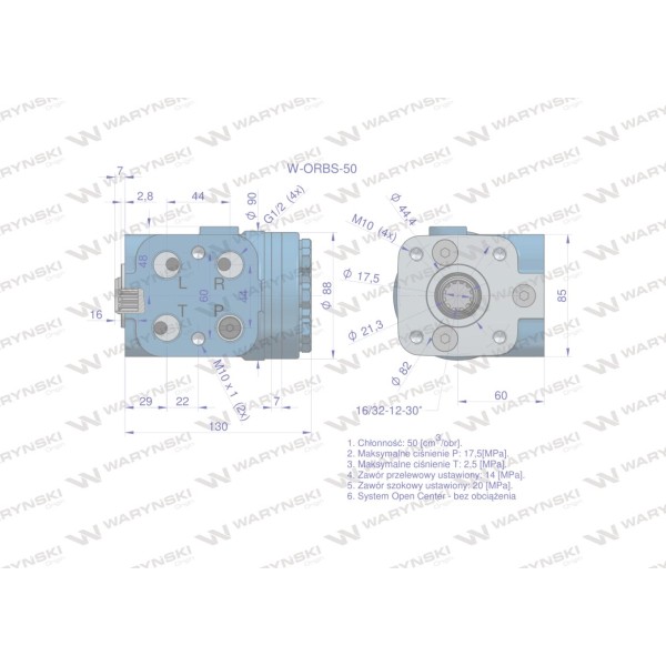 Orbitrol hydrauliczny W-ORBS 50 cm3/obr ORBS-50 | Exvi