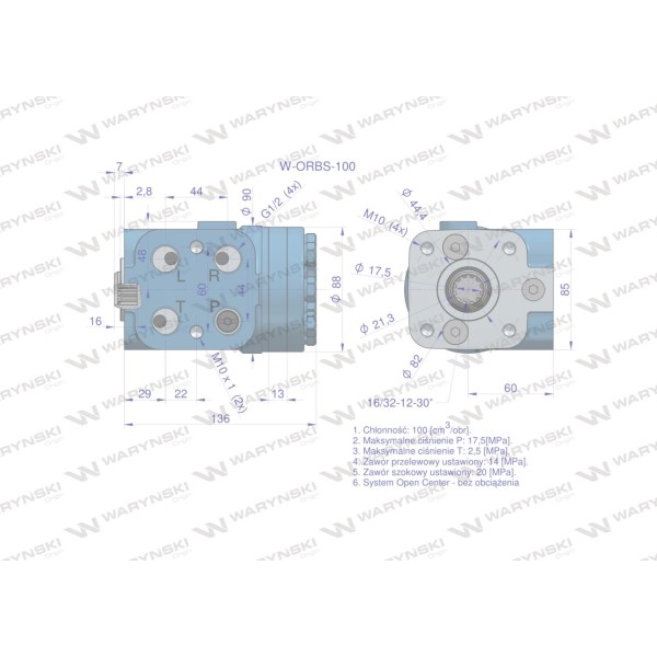 Orbitrol hydrauliczny W-ORBS 100 cm3/obr ORBS-100 | Exvi