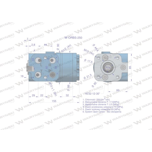 Orbitrol hydrauliczny W-ORBS 250 cm3/obr ORBS-250 | Exvi