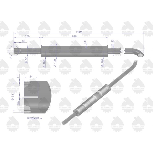 Tłumik 1460mm 5.6kg MF3 EMALIA ORYGINAŁ 3029050EU | Exvi