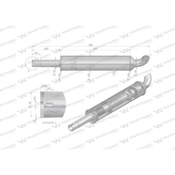 Tłumik okrągły krótki 830mm 4.1kg C-330 42/40-207/1 | Exvi