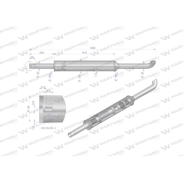 Tłumik okrągły długi 5.4kg 1280mm C-360 42102072IW | Exvi