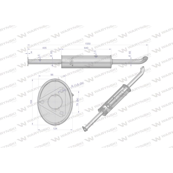 Tłumik prosty długi 1550mm 8kg C-385 80014040IW | Exvi