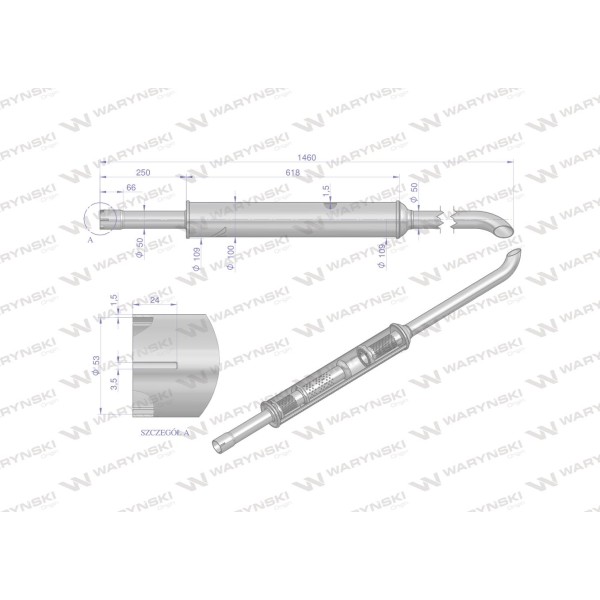 Tłumik 1460mm 5.6kg MF3 INOX WARYŃSKI 3029050IW | Exvi