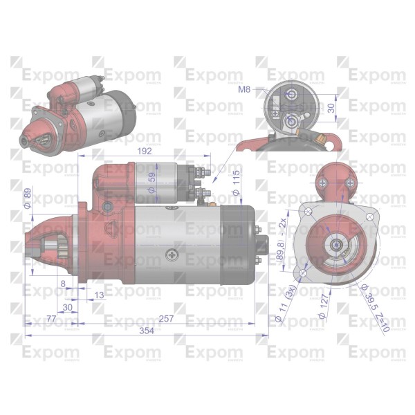 Rozrusznik R11G 12V 3kW MF4 EXPOM EX-163000EX | Exvi