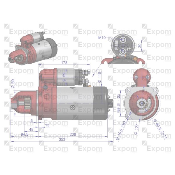 Rozrusznik R10U 24V 4.8kW C-385 EXPOM EX-148000EX | Exvi