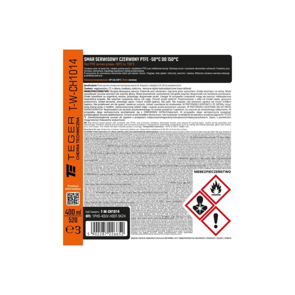 Smar serwisowy czerwony PTFE - 50°C do 150 CH1014 | Exvi