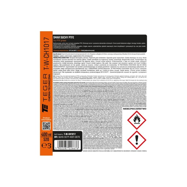 Smar suchy PTFE 400 ml / TEGER CH1017 | Exvi