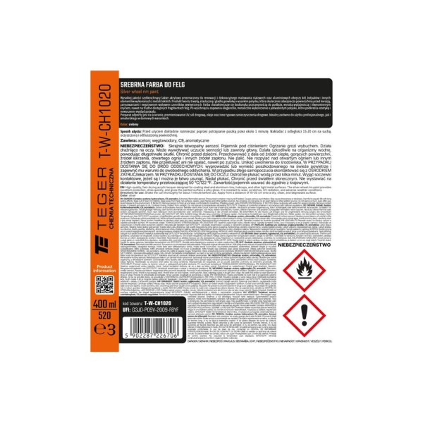 Srebrna farba do felg400 ml / TEGER CH1020 | Exvi