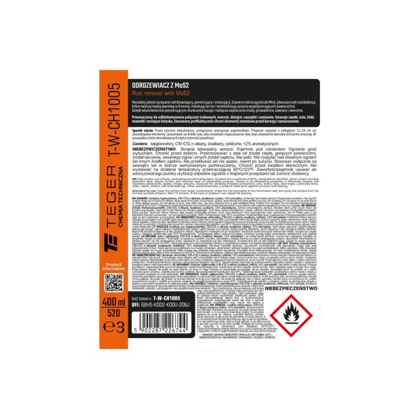 Odrdzewiacz z MOS2 400ml / TEGER CH1005 | Exvi