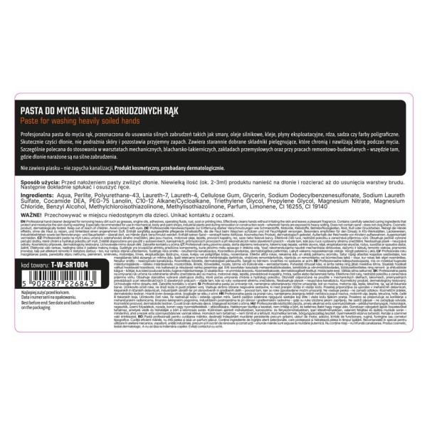 Pasta do mycia silnie zabrudzonych rąk 1l / SR1004 | Exvi