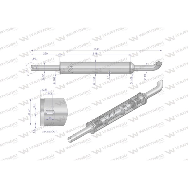Tłumik okrągły 1140mm 5kg C-360 INOX 42/10-207/0 | Exvi