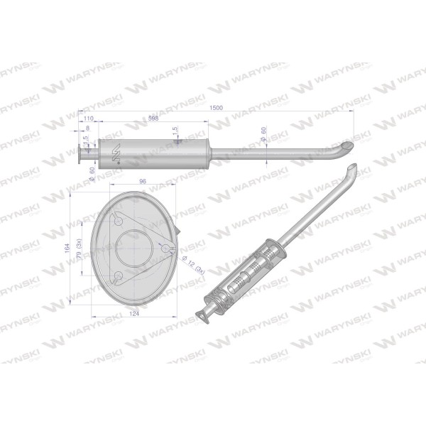Tłumik 1500mm 7kg ZETOR INOX WARYŃSKI 70/01-142/3 | Exvi