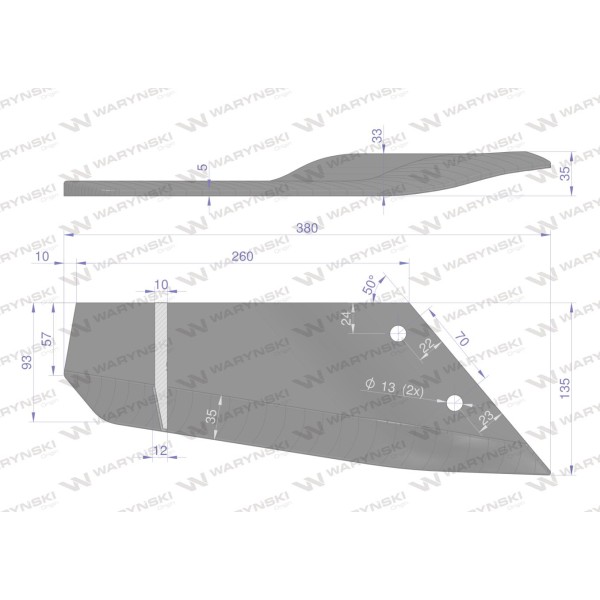 Lemiesz wygięty długi prawy zastosowanie 3374420N | Exvi