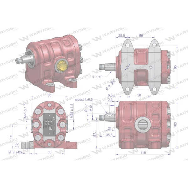 Pompa hydrauliczna PZ18AT podnośnika 42371292W | Exvi