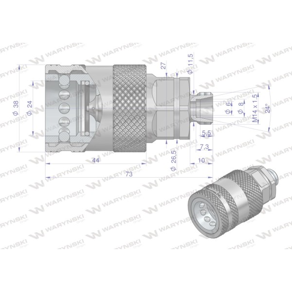 Szybkozłącze hydrauliczne gniazdo WIAM14MZ-PPE | Exvi