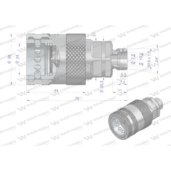 Szybkozłącze hydrauliczne gniazdo WIAM16MZ-PPE | Exvi