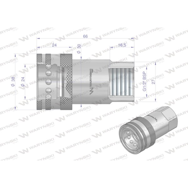 Szybkozłącze hydrauliczne gniazdo G1/2"BSP WIAR12MWE | Exvi