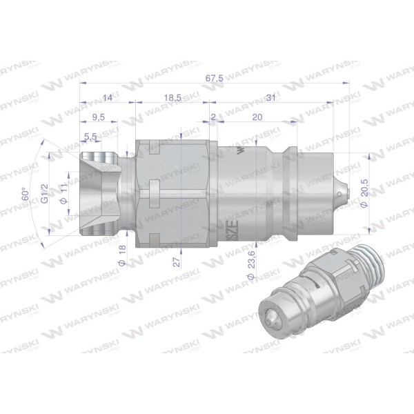 Szybkozłącze hydrauliczne wtyczka G1/2"BSP WIAR12SZE | Exvi