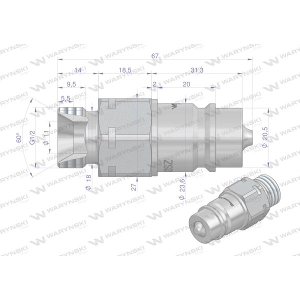 Szybkozłącze hydrauliczne wtyczka G1/2"BSP WIAR12SZ | Exvi