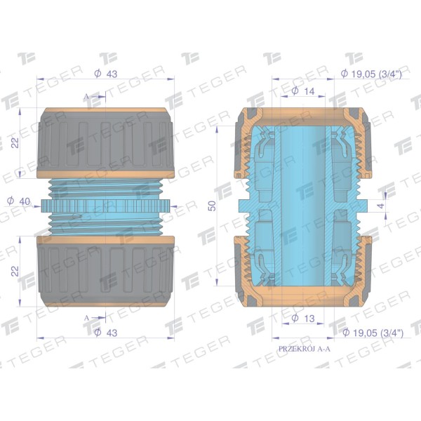 Łącznik węża 3/4" / TEGER O-NPIS005 | Exvi