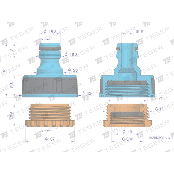 Przyłącze do kranu 3/4" & 1" / TEGER O-NPIS008 | Exvi