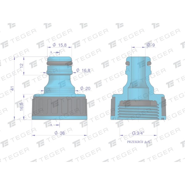Przyłącze do kranu 3/4" / TEGER O-NPIS009 | Exvi