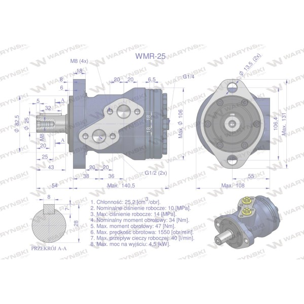 Silnik hydrauliczny orbitalny WMR 25 cm3/obr WMR-25 | Exvi