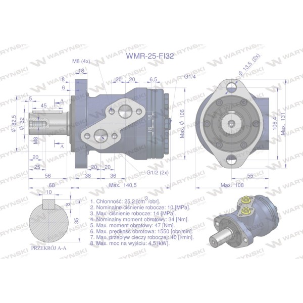 Silnik hydrauliczny orbitalny WMR 25 WMR-25-FI32 | Exvi