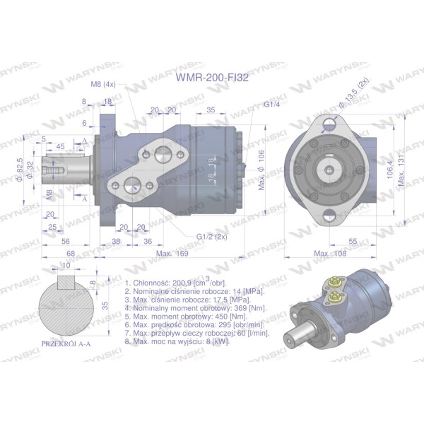 Silnik hydrauliczny orbitalny WMR 200 WMR-200-FI32 | Exvi