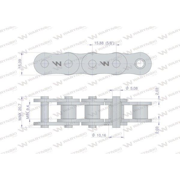 Łańcuch rolkowy wzmocniony 10A-1 ANSI A 50 (R1 L10A1 | Exvi