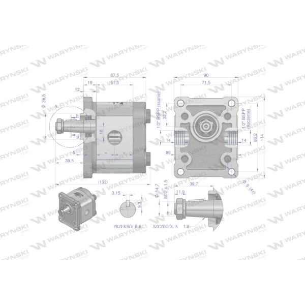 Pompa hydrauliczna zębata 6.0cm3 (grupa 2 PHAG2E06P | Exvi