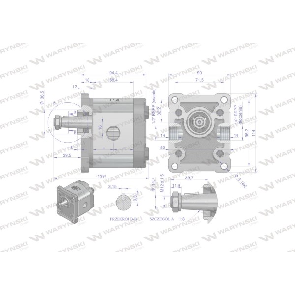 Pompa hydrauliczna zębata 11.0cm3 (grupa 2 PHAG2E11P | Exvi