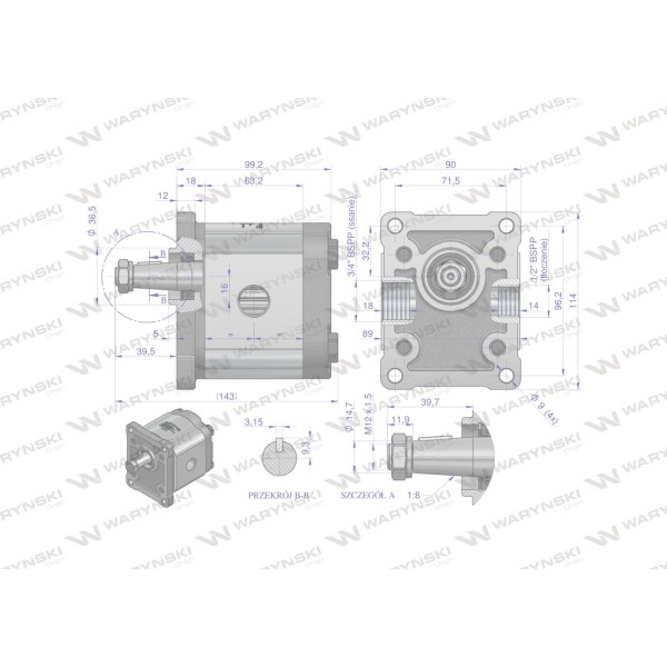 Pompa hydrauliczna zębata 14.0cm3 (grupa 2 PHAG2E14P | Exvi