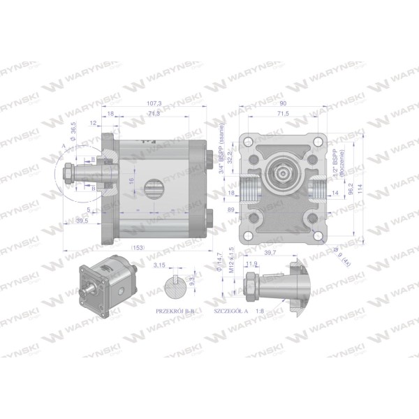Pompa hydrauliczna zębata 20.0cm3 (grupa 2 PHAG2E20P | Exvi